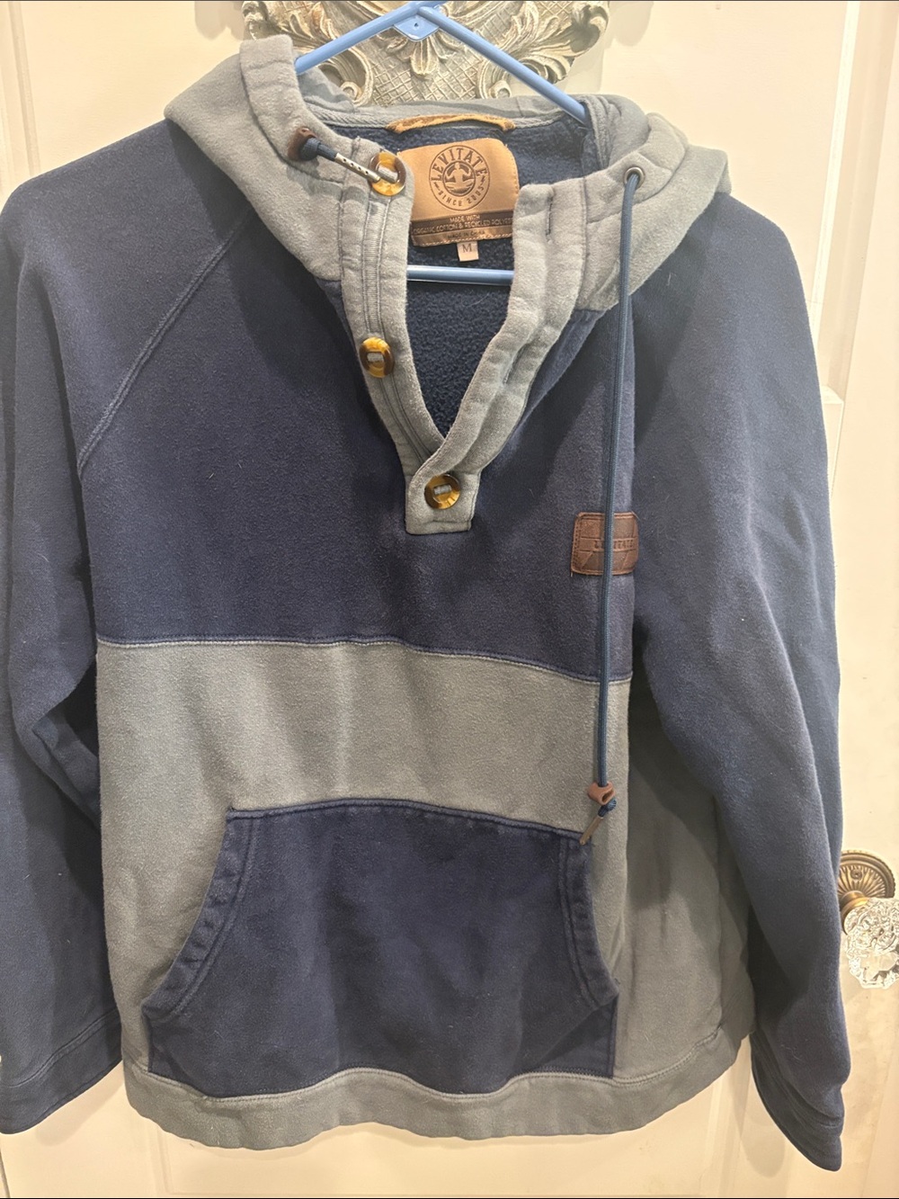 Two-Tone Navy and Gray levitate Hooded Pullover